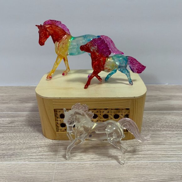 Breyer Horses Suncatchers Used Dyed Horses Lot Of 3 - Picture 1 of 12
